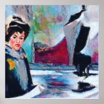 Portrait de femme vintage avec Arrière - plan Abst