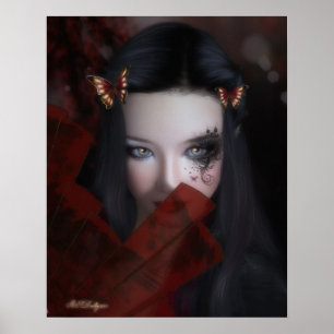 Affiche Portrait de fille d'inspiration orientale avec aff