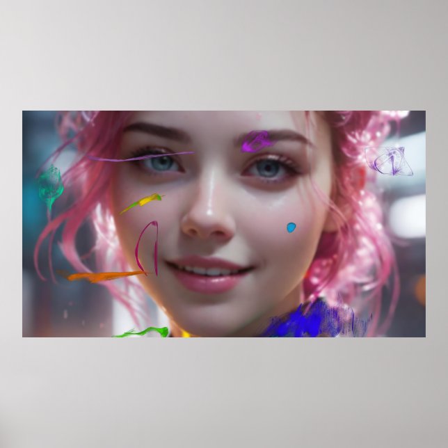 Affiche Portrait de fille flou et abstrait (Devant)