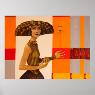 Affiche Portrait de fille, peinture à l'huile originale su