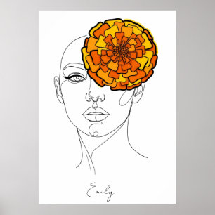 Affiche Portrait de fleur de naissance d'octobre personnal