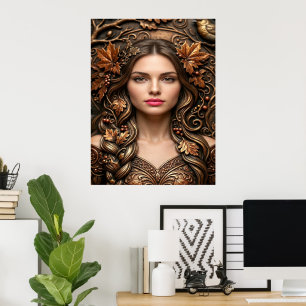 Affiche Portrait de forêt élégant en art bronze embouti