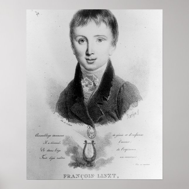 Affiche Portrait de Franz Liszt (1811-86), 11 ans (gravi) (Devant)
