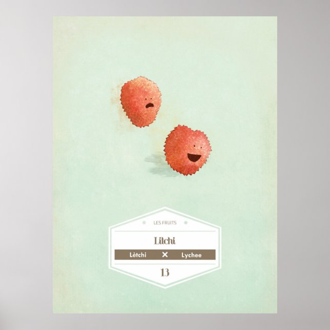 Affiche Portrait de fruit Lychee (Devant)