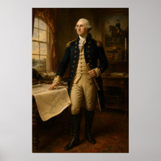 Affiche Portrait de George Washington à l'huile