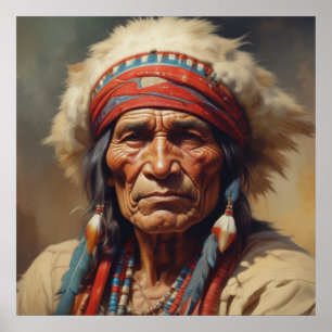 Affiche Portrait de Geronimo, chef de guerre indien