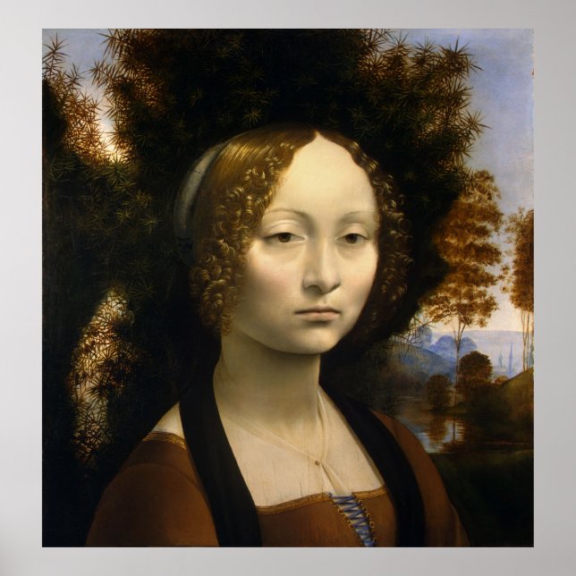 Affiche Portrait de Ginevra de Benci par Leonardo da Vinci (Devant)