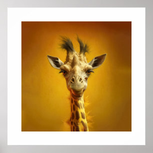 Affiche Portrait de girafe amusant