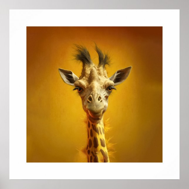 Affiche Portrait de girafe amusant (Devant)