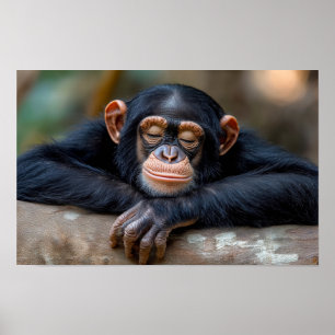 Affiche Portrait de gorille sauvage se relaxant
