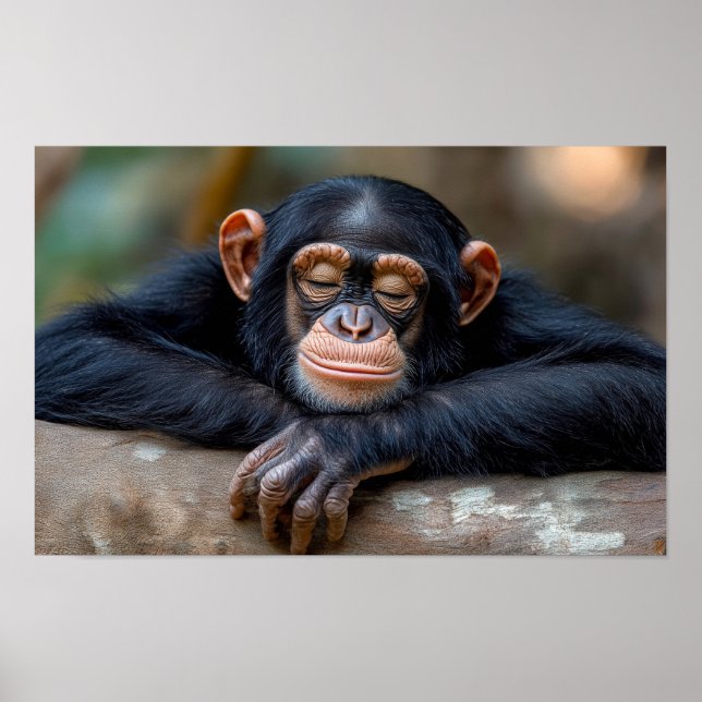 Affiche Portrait de gorille sauvage se relaxant (Devant)