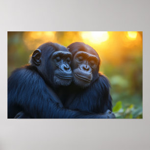 Affiche Portrait de gorille sauvage se relaxant