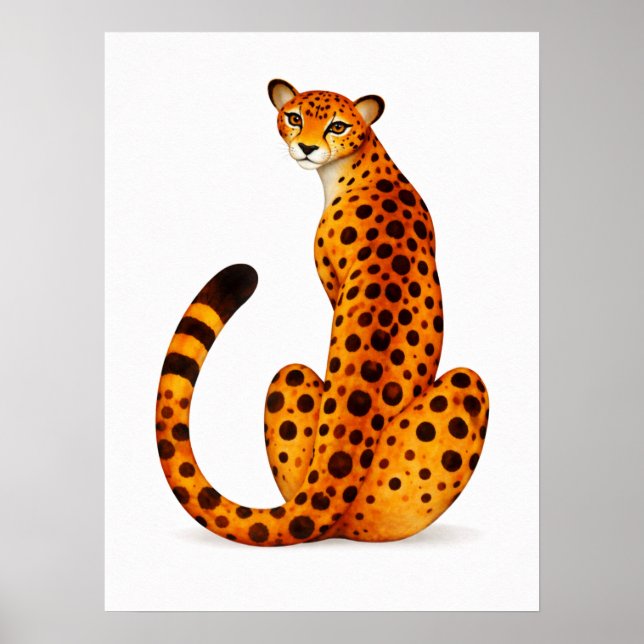 Affiche Portrait de guépard tacheté, vue de dos (Devant)