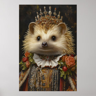 Affiche Portrait de Hérisson Royal, Art Animalier de la Re