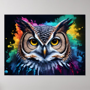 Affiche Portrait de hibou artistique