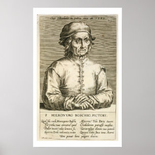 Affiche Portrait de Hieronymus Bosch (c.1450-1516) plaque