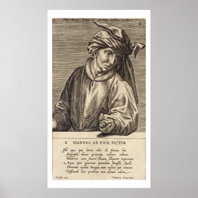 Affiche Portrait de Jan van Eyck (c.1390-1441) plaque 2 po (Devant)
