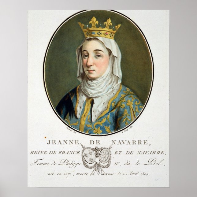 Affiche Portrait de Jeanne de Navarre (1271-1304), 1788 (c (Devant)