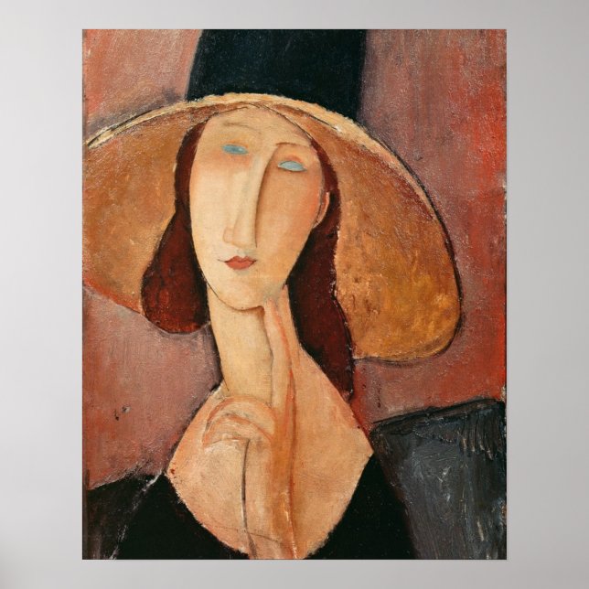 Affiche Portrait de Jeanne Hebuterne dans un grand casquet (Devant)