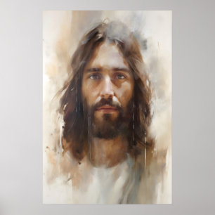 Affiche Portrait de Jésus Jésus Sourire Art Chrétien Jésus