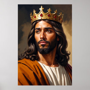 Affiche Portrait de Jésus portant une couronne d'or