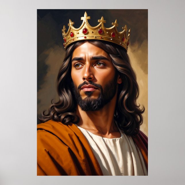 Affiche Portrait de Jésus portant une couronne d'or (Devant)