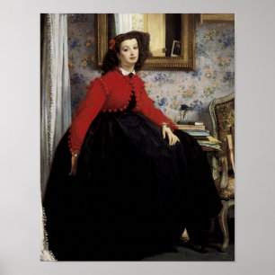 Affiche Portrait de Jeune Femme en Veste Rouge