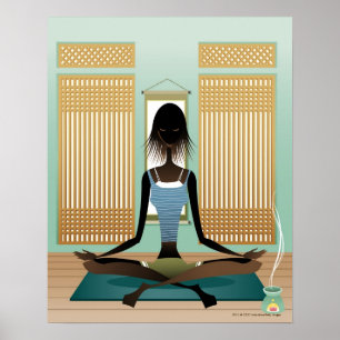 Affiche Portrait de jeune femme faisant le yoga