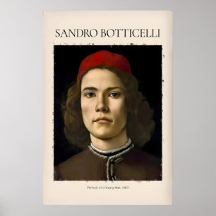 Affiche Portrait de jeune homme au chapeau rouge de Bottic