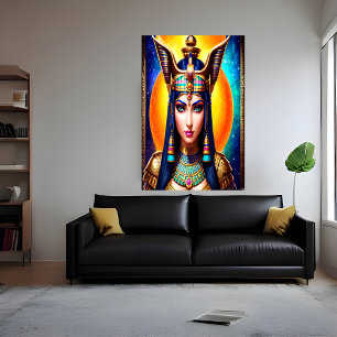 Affiche Portrait de la déesse égyptienne Hathor   AI Art P