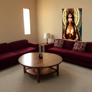 Affiche Portrait de la déesse hindoue Lakshmi   Art AI