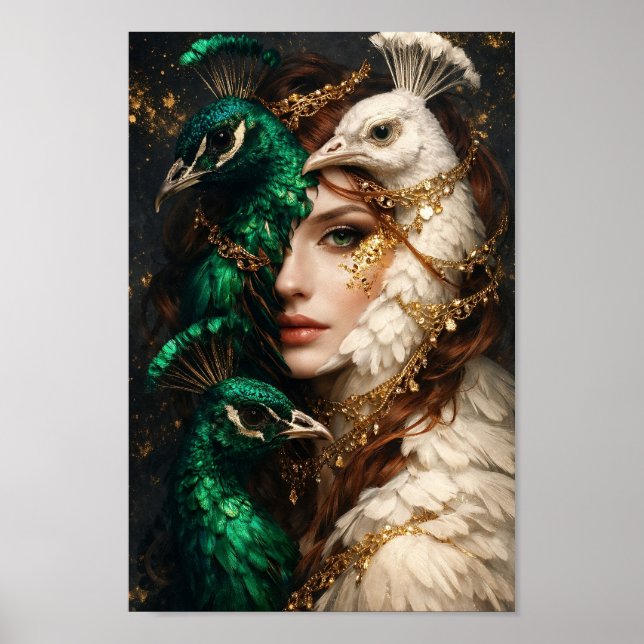 Affiche Portrait de la déesse paon Reine de fantasy (Devant)