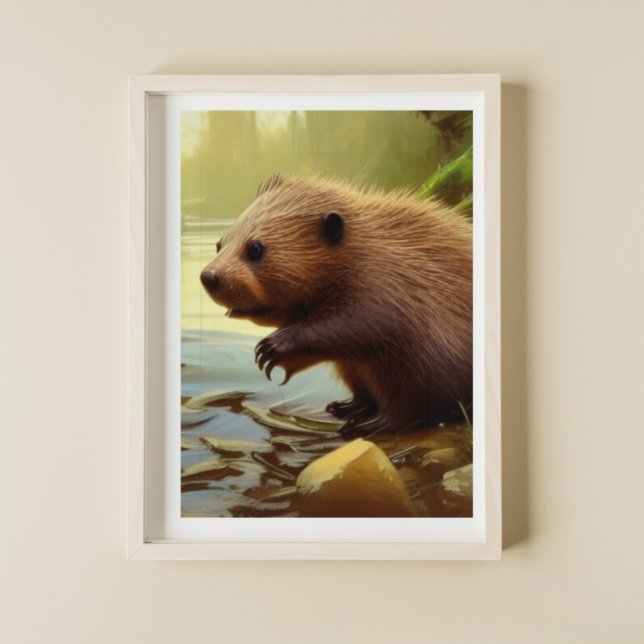 Affiche Portrait de la faune de Baby Beaver (Créateur téléchargé)