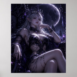Affiche Portrait de la Reine Elfique au Clair de Lune Fant