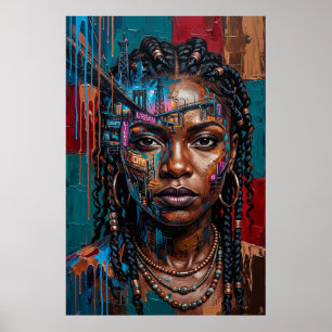 Affiche Portrait de la Reine Noire du néo-urbanisme afrofu