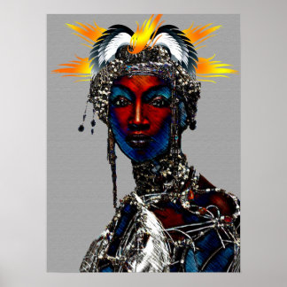 Affiche Portrait de la reine tribale africaine