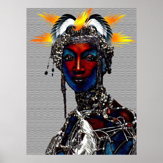 Affiche Portrait de la reine tribale africaine (Devant)