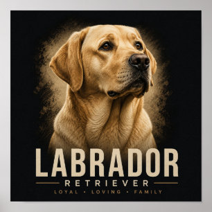 Affiche Portrait de Labrador Retriever Chien de Famille Lo