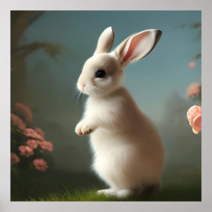 Affiche Portrait de lapin mignon