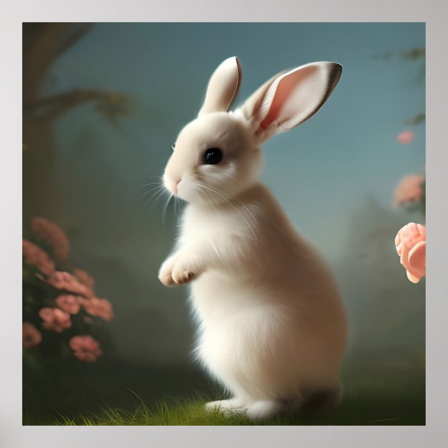Affiche Portrait de lapin mignon (Devant)