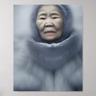 Affiche Portrait de l'Art numérique Inuit Aîné de la neige