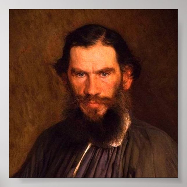Affiche Portrait de Leo Tolstoï (par Ivan Kramskoi, 1873) (Devant)