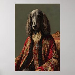 Affiche Portrait de lévrier afghan de la Renaissance, anim