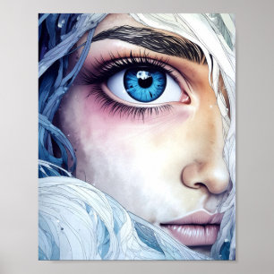 Affiche Portrait de l'Imaginaire de fermeture de l'oeil bl