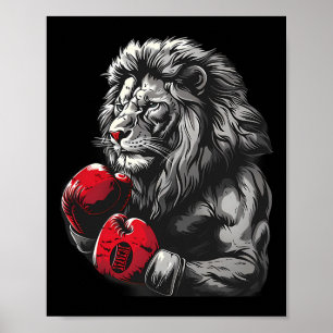 Affiche Portrait de Lion Boxeur Motif Faune Amateur de Kic