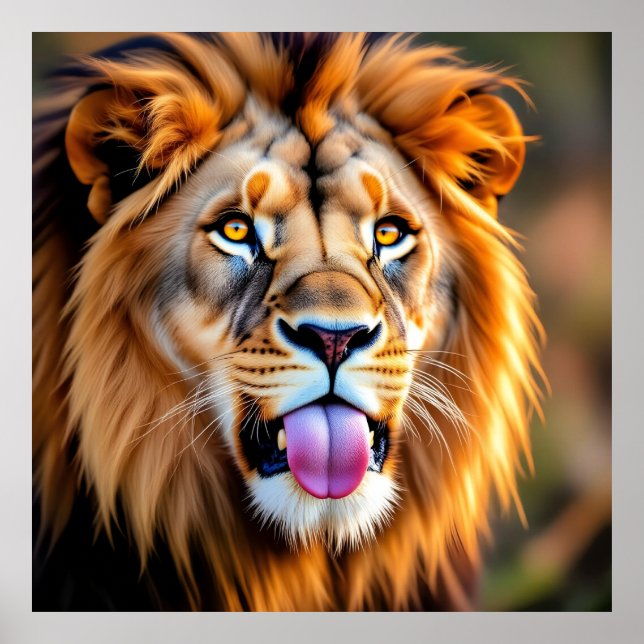 Affiche Portrait de lion majestueux (Devant)