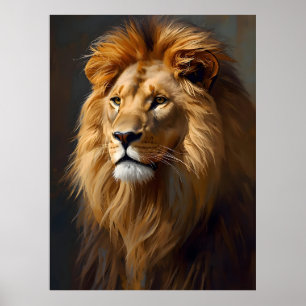 Affiche Portrait de lion majestueux