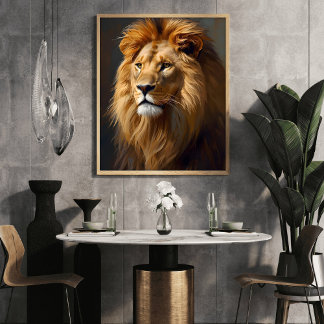 Affiche Portrait de lion majestueux