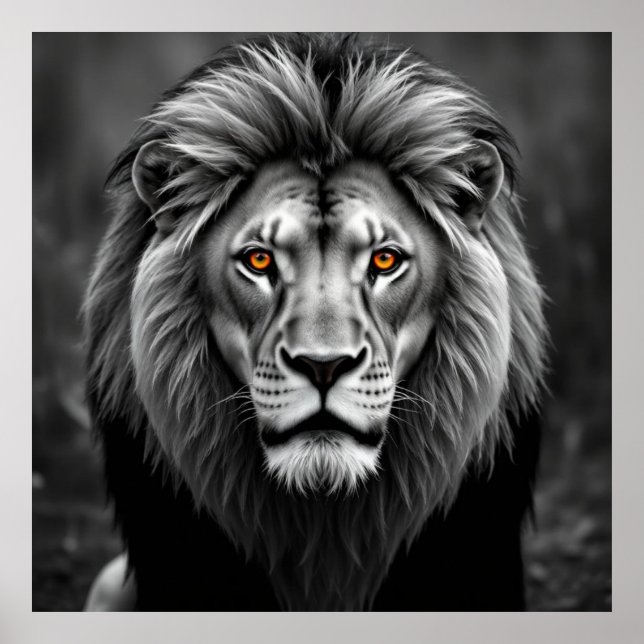 Affiche Portrait de Lion majestueux - Force dans l'art du  (Devant)