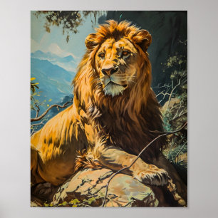 Affiche Portrait de lion vintage